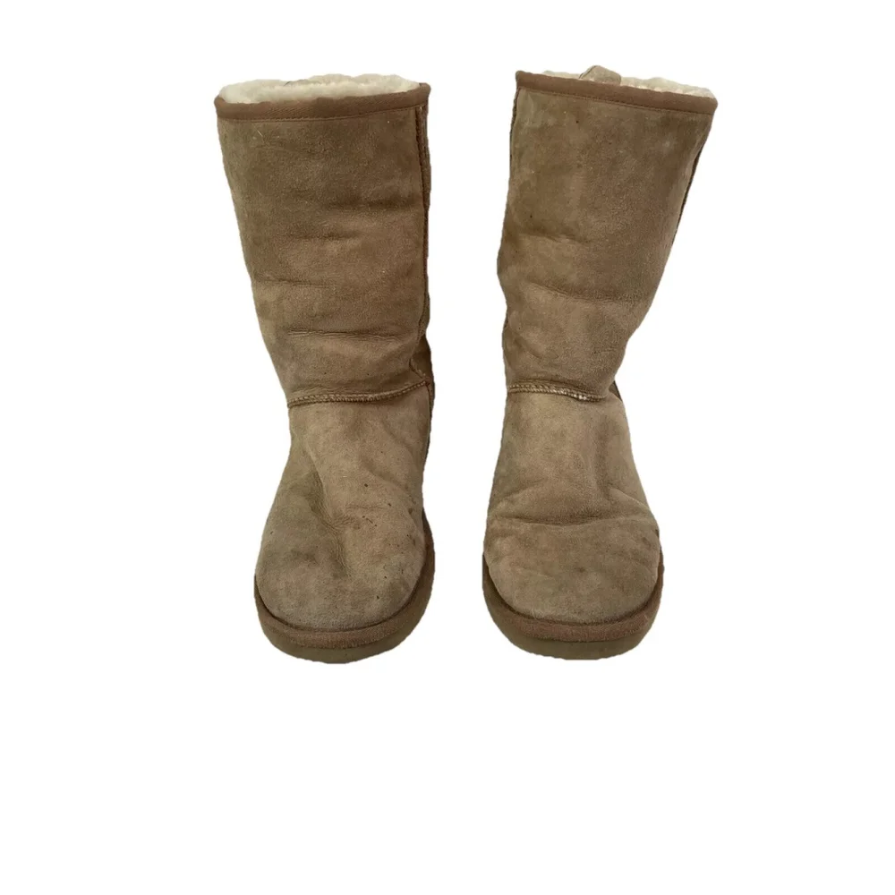 UGG Boots Women's Sz 9 Chestnut Brown Sheepskin Genuine Leather Mid Calf #3178
